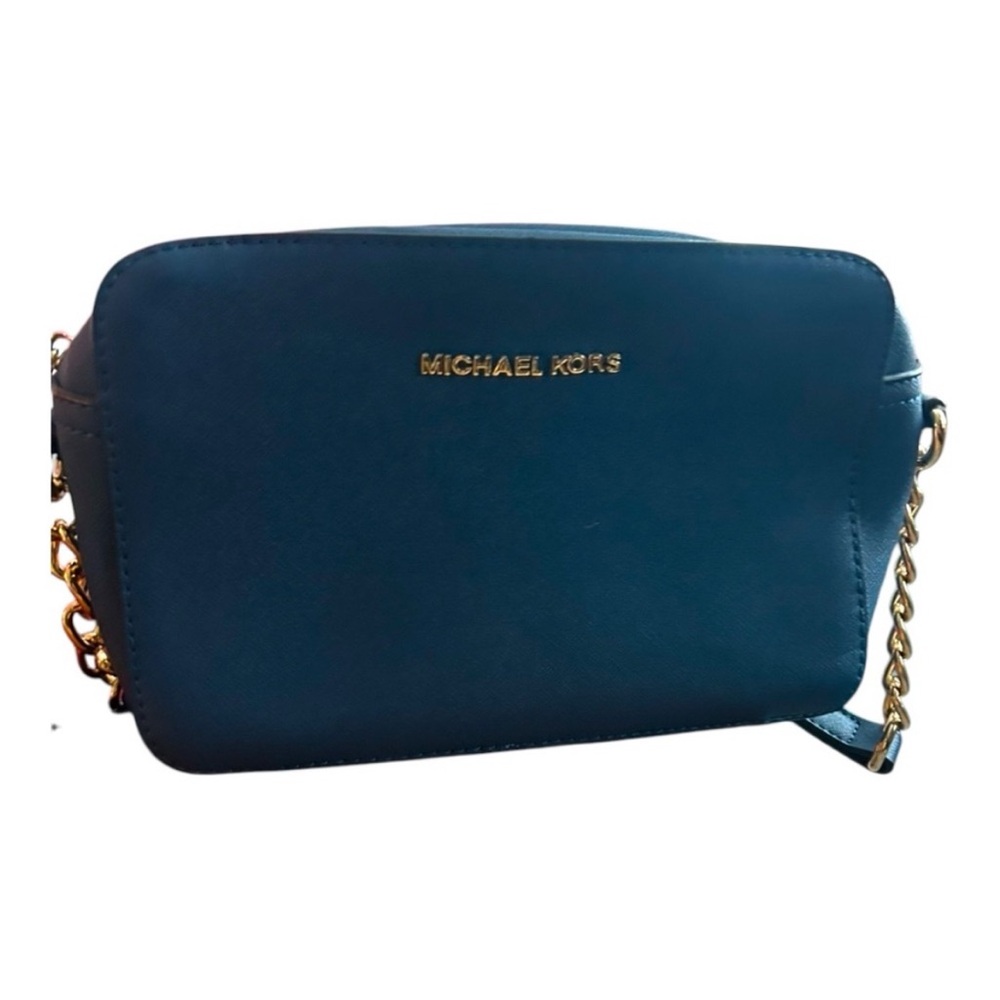 Michael Kors Blue Crossbody Bag with Gold Accents